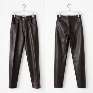 Votre Nom 29” High-Waisted Black Leather Pants – Vintage Straight Leg